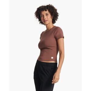 Vuoir Pose Fitted Rib Tee Stretch Brown Women's Small